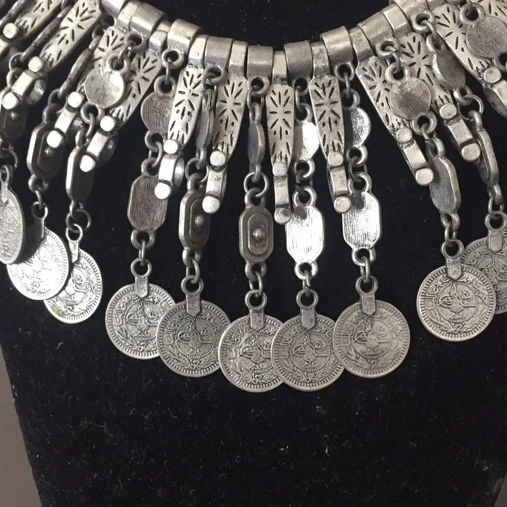 Boho made in the India burning man coin Necklace